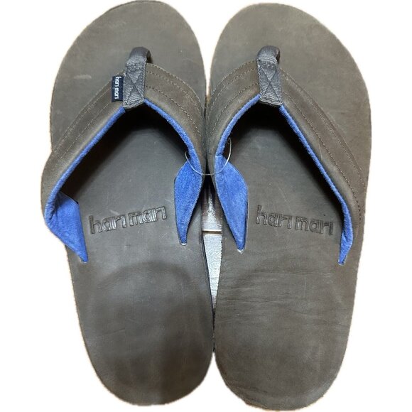 Hari Mari Other - Hari Mari Pier Gray Blue  Leather Flip Flip Sandals Men Sz 9 New
